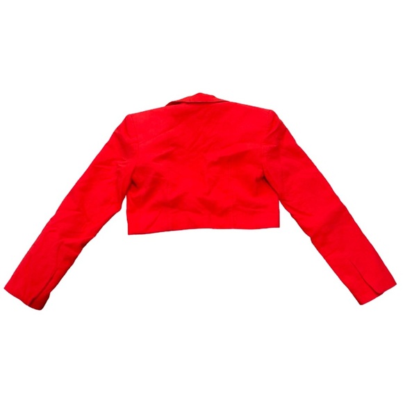 Zara Coral Red Linen Blend Cropped Blazer Jacket | Size S | Tomato Girl - Picture 8 of 9